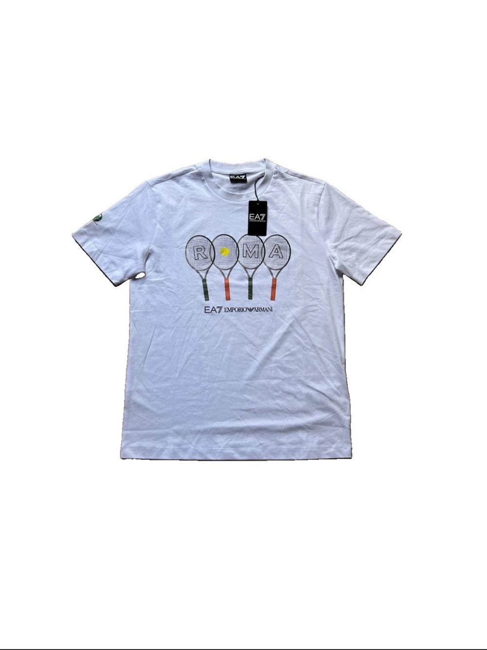 EA7 Emporio Armani Men's White Roma Internazionali BNL T Shirt Size Small BNWT